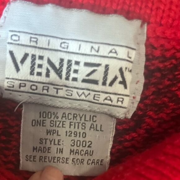 Vtg Red Striped Rugby Collared Kurt Cobain Preppy Grunge Knit Sweater One Size - Picture 6 of 6